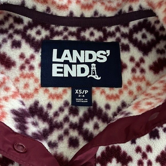 Lands End Womens Herritage Classic Fleece Snap Neck Pullover Size XS Aztec Soft - Picture 6 of 7